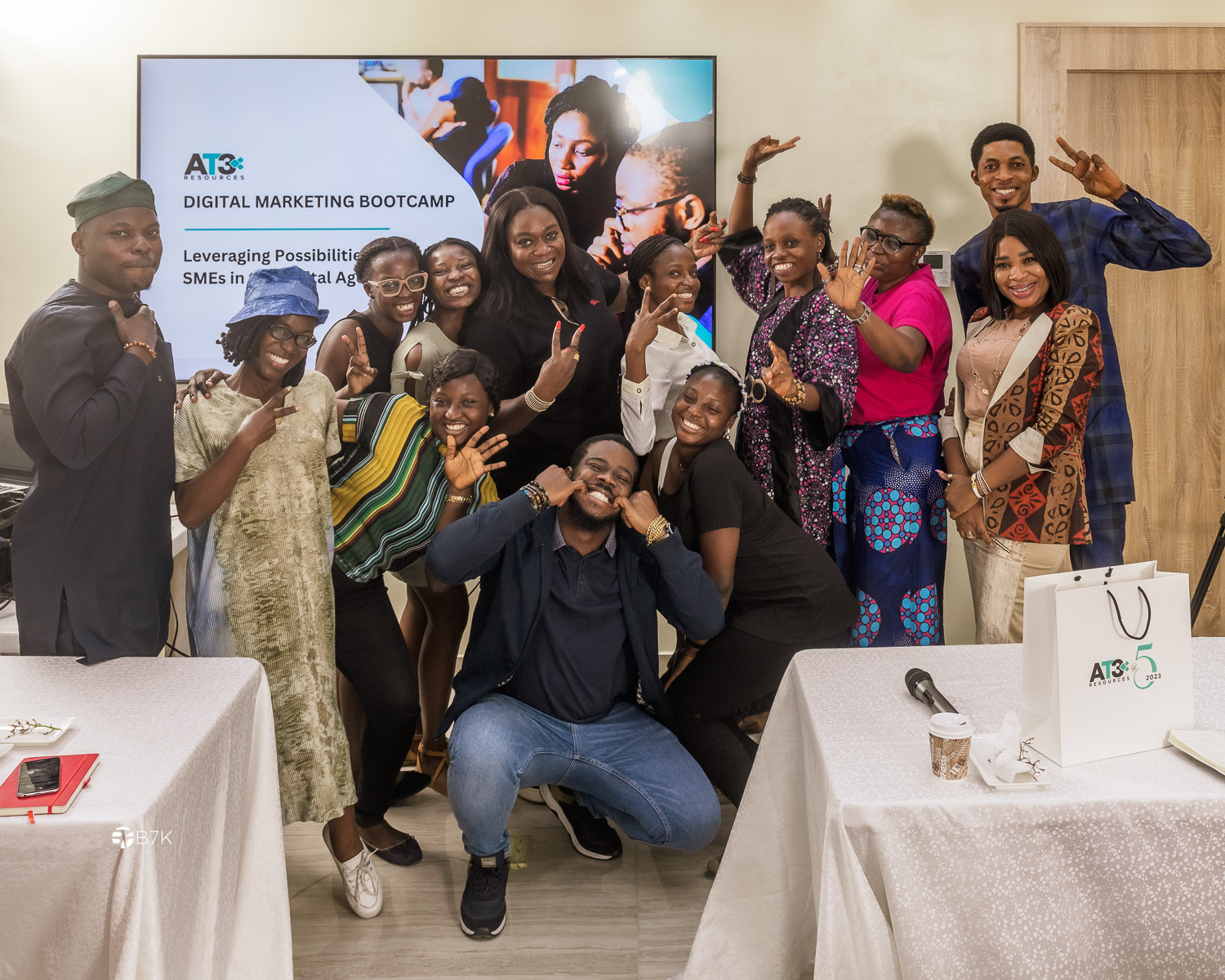 A cross section of participants on day 5 of the AT3 Resources Digital Marketing Bootcamp for SMEs organised by AT3 Resources to celebrate her 5th year Anniversary in Lagos Nigeria.